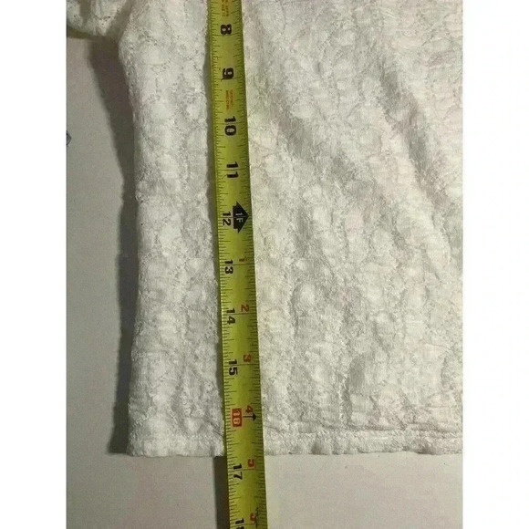 Free People Tea Time Womens Long Puff Sleeve Floral Lace Stretch Crop Top NEW - Picture 10 of 10